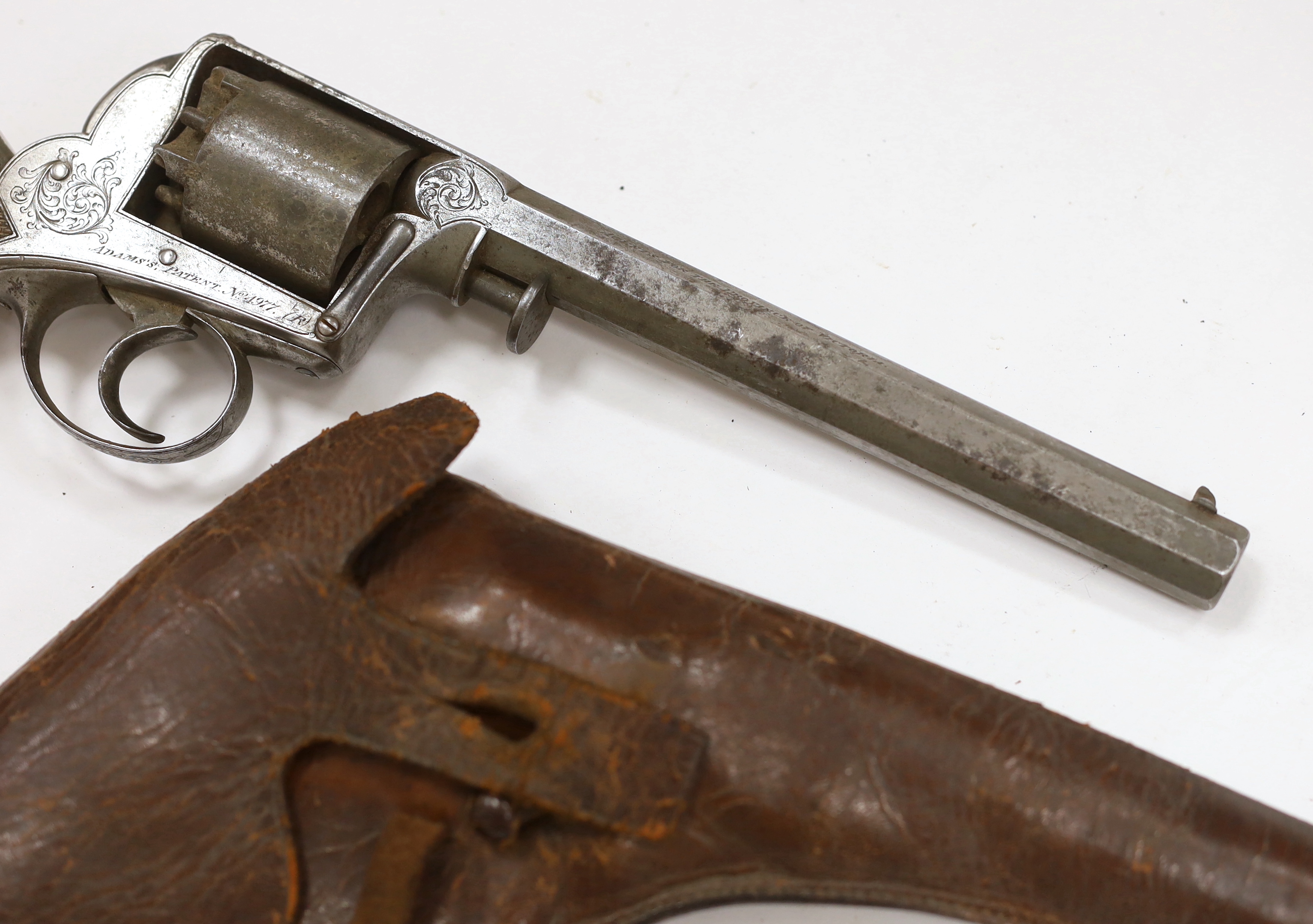 A five shot 38 bore model 1851 self-cocking percussion Dragoon revolver, engraved Deane Adams & Deane, 30 King William Street, London Bridge